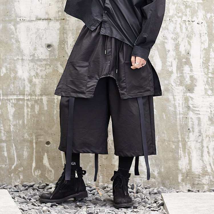 Dawfashion-Original Independent Design New Yamamoto Style Dark Yohji Loose Ribbon Men's Pants -Yamamoto Diablo Clothing
