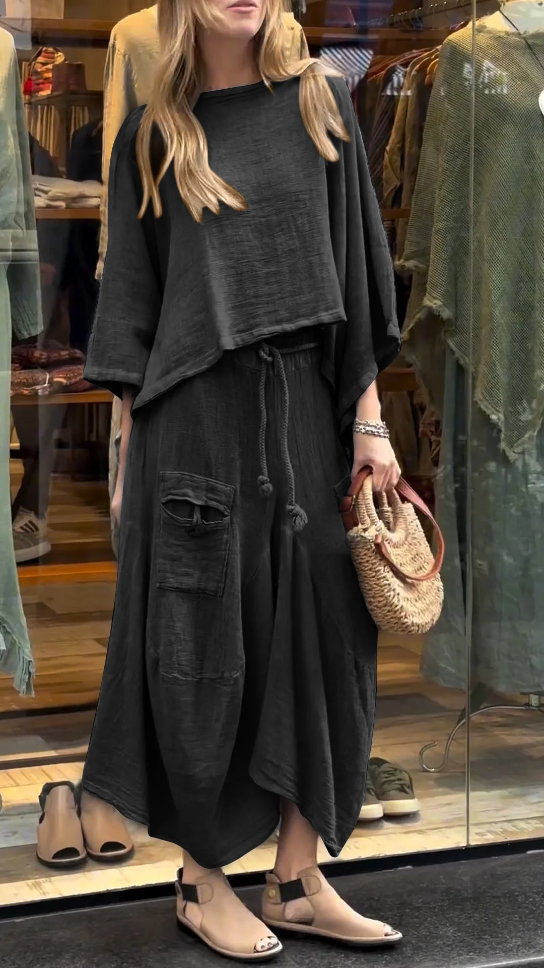 Womens Round Neck Casual Basic Suit