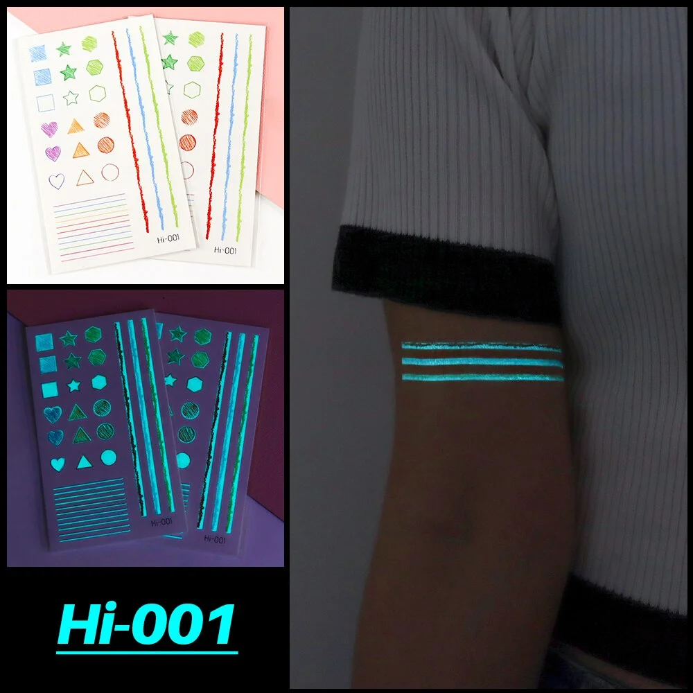 Sdrawing Luminous Tattoo Hand Finger Starry Star Universe for Kids Fake Tattoo Glowing In Dark Waterproof Temporary Tattoo Stickers