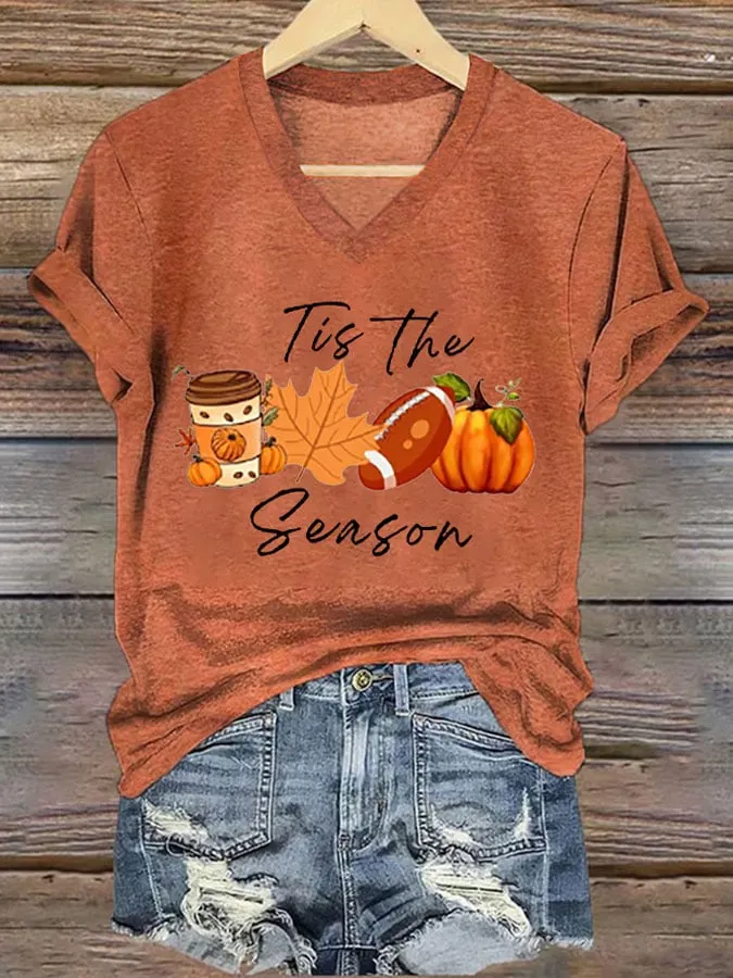 Women's Fall is the Season Printed Casual T-shirt 