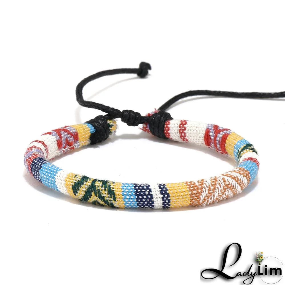 Multicolor Ethnic Style Drawstring Boho Bracelet