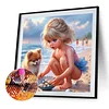 Diamond Painting-DIY Full Round Drill Beach Girl(40*40 CM)