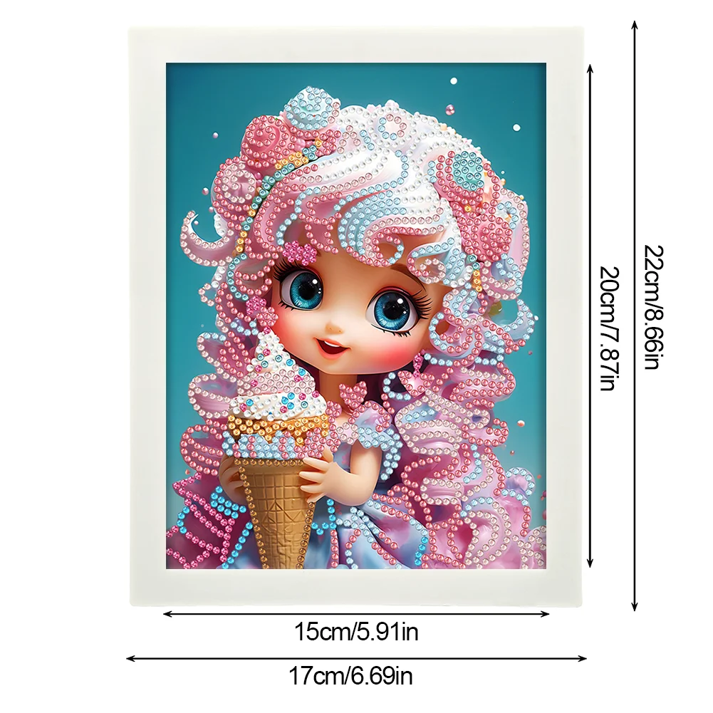 Diamond Painting - Partial Crystal Rhinestone Drill - Cartoon Girl(Canvas|15*20cm)【with Plastic Frame】