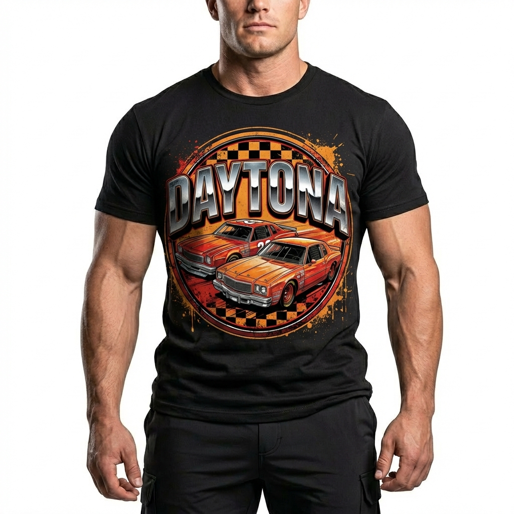  Men's American Racing-themed Casual Printed Short-Sleeved T-shirt Avantcool