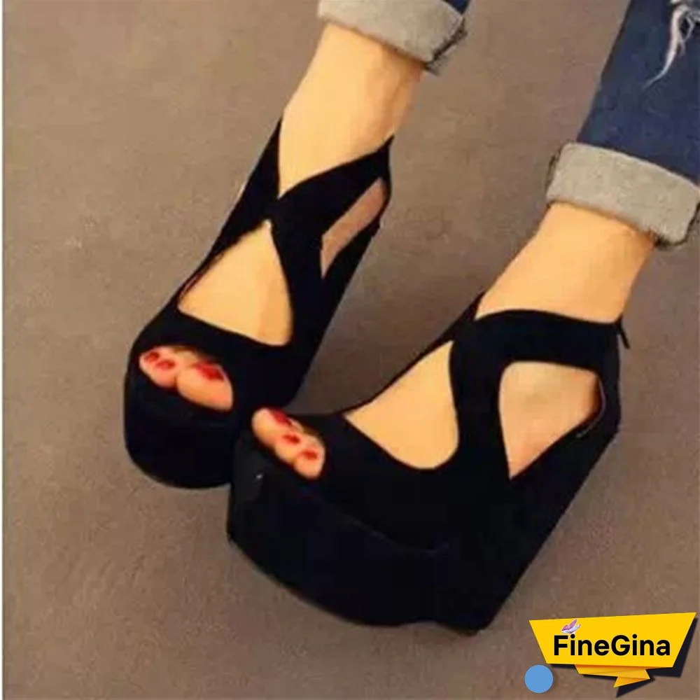 Comemore Shoes Woman Casual Women Fish Mouth Non-slip Platform Wedge High Heels Black Clog Sexy Thick Bottom Women's Sandals 39