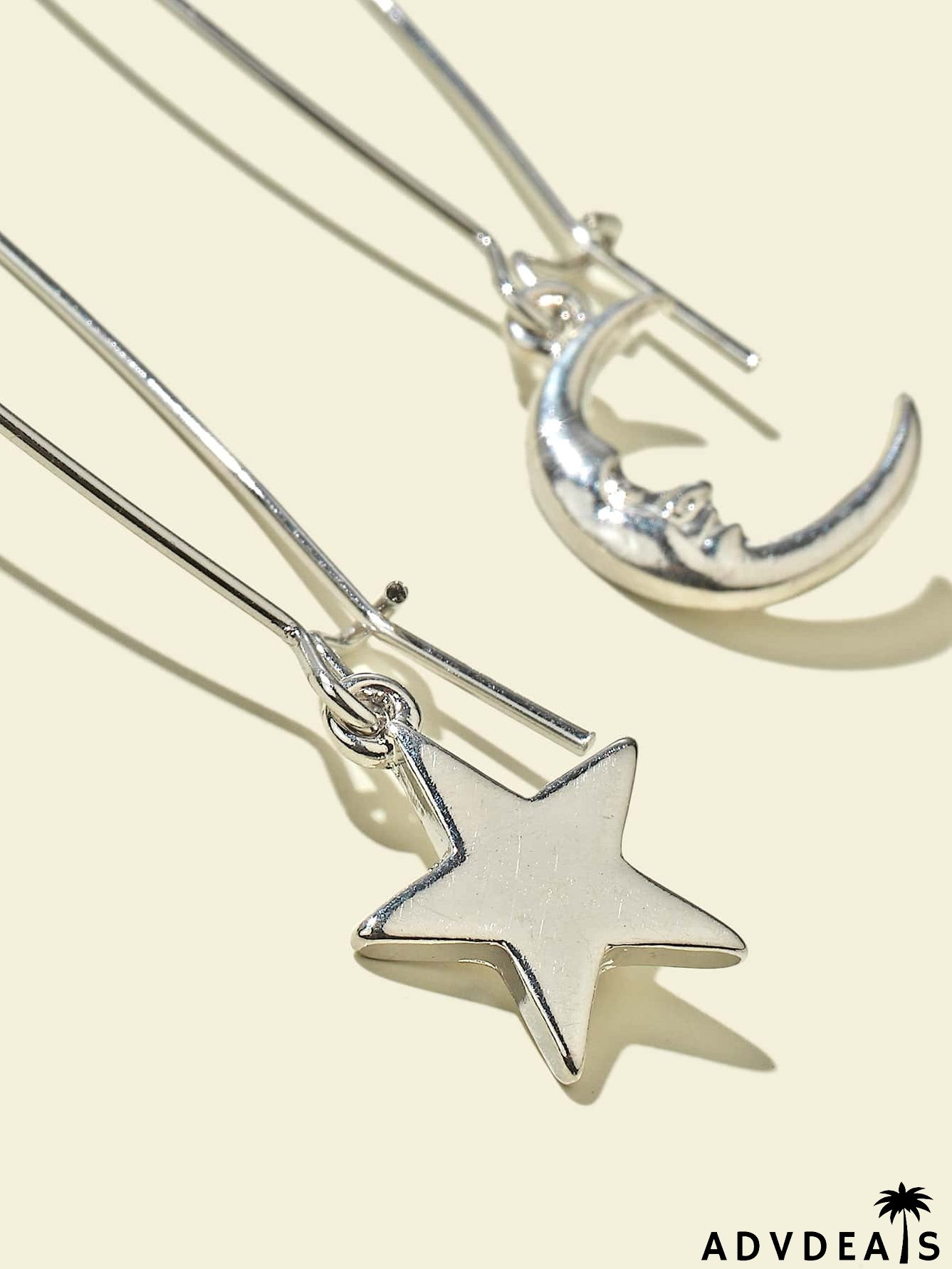Star & Moon Charm Drop Earrings