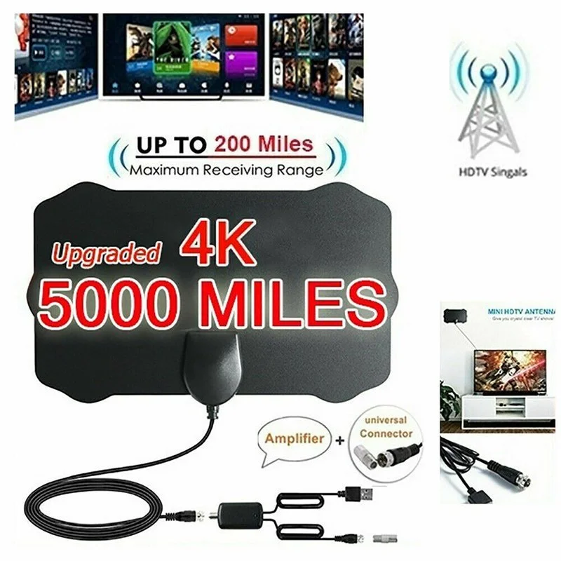 HDTV cable antenna 4K (5G chip, 🌎 can be used worldwide)