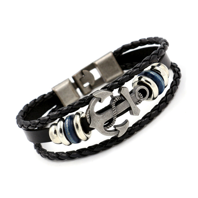 Anchor Leather Bracelet