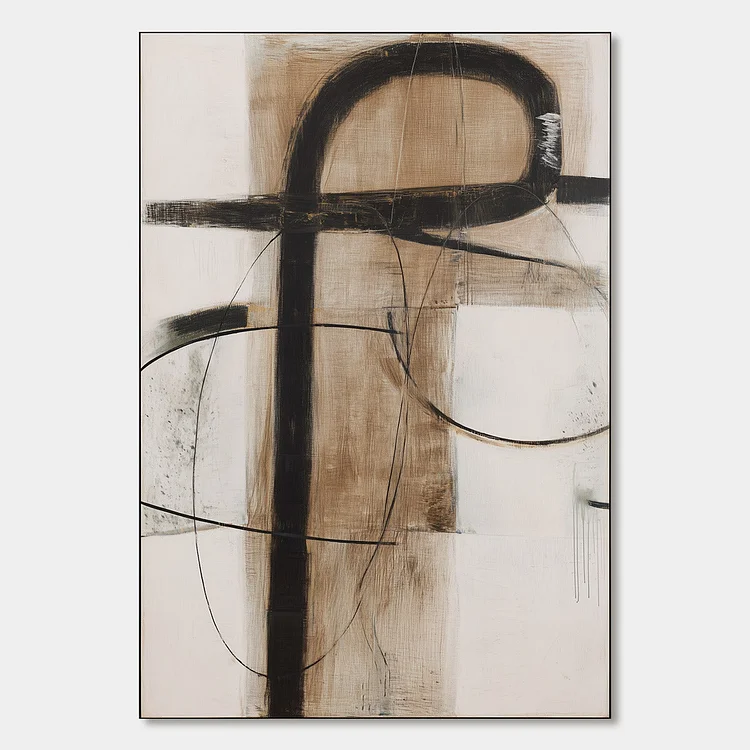 EARTHY ABSTRACT: Minimalist Abstract Oil Painting in Browns（Canvas painting）