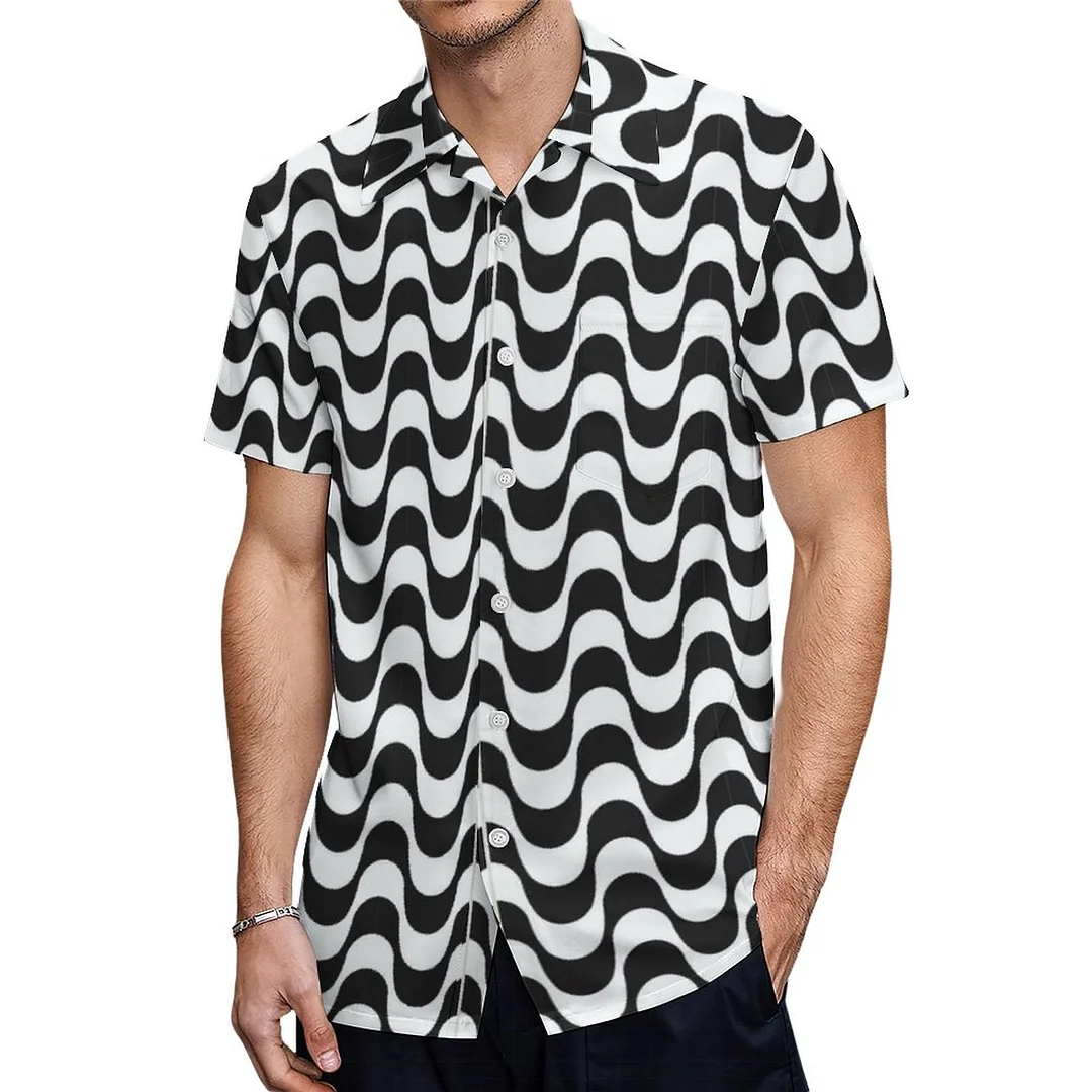 Short Sleeve Copacabana Sidewalk Hawaiian Shirt Mens Button Down Plus Size Tropical Hawaii Beach Shirts