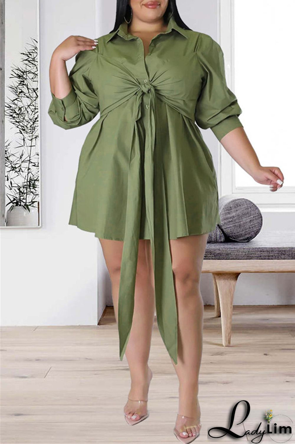 White Fashion Casual Solid Patchwork Turndown Collar Shirt Dress Plus Size Dresses