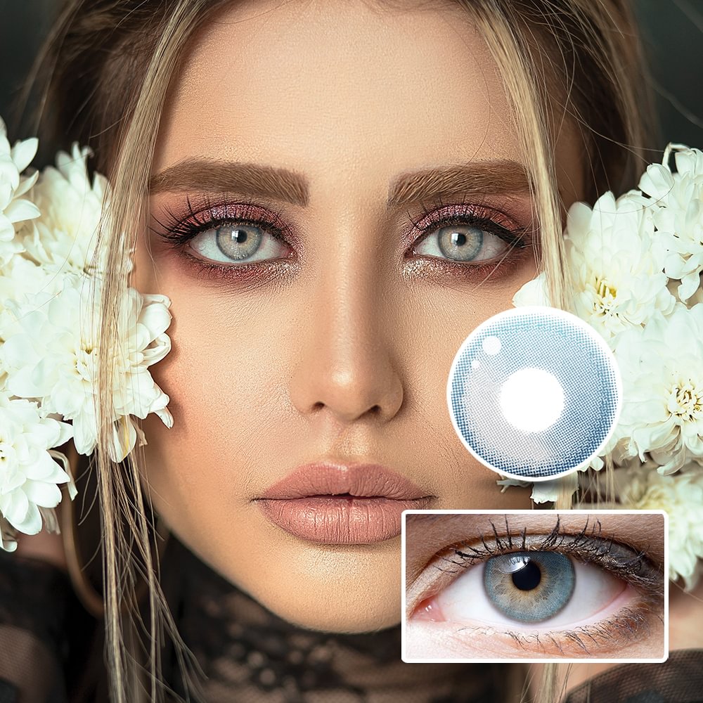 NEBULALENS Silver Sky Crescent Yearly Prescription Colored Contact Lenses NEBULALENS