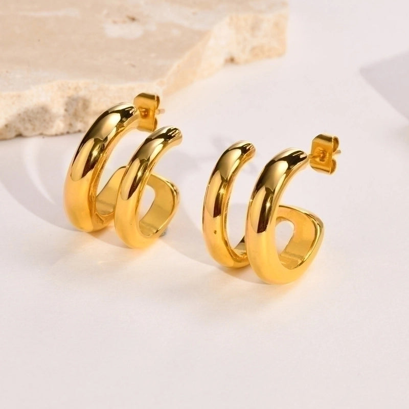 Fashion C Shape Plating 201 Stainless Steel Stainless Steel Earrings