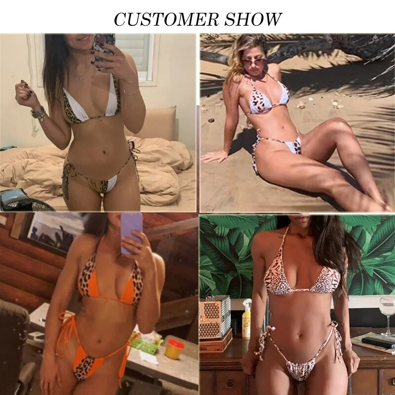 Peachtan Halter Leopard Bikini 2020 Ladies Swimwear Women Sexy Swimsuit Female Bathing Suit Summer Beach Wear Micro Bikini Set