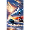 (US Local)2Pack Lighthouse 5D DIY Full Round Drill Big Size Diamond Painting Kit Home Decoration 40x70cm