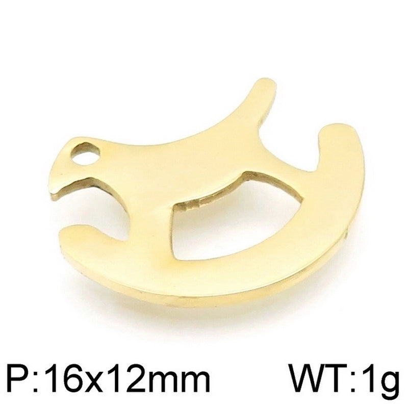 10 Pieces Stainless Steel Zircon 18K Gold Plated Animal