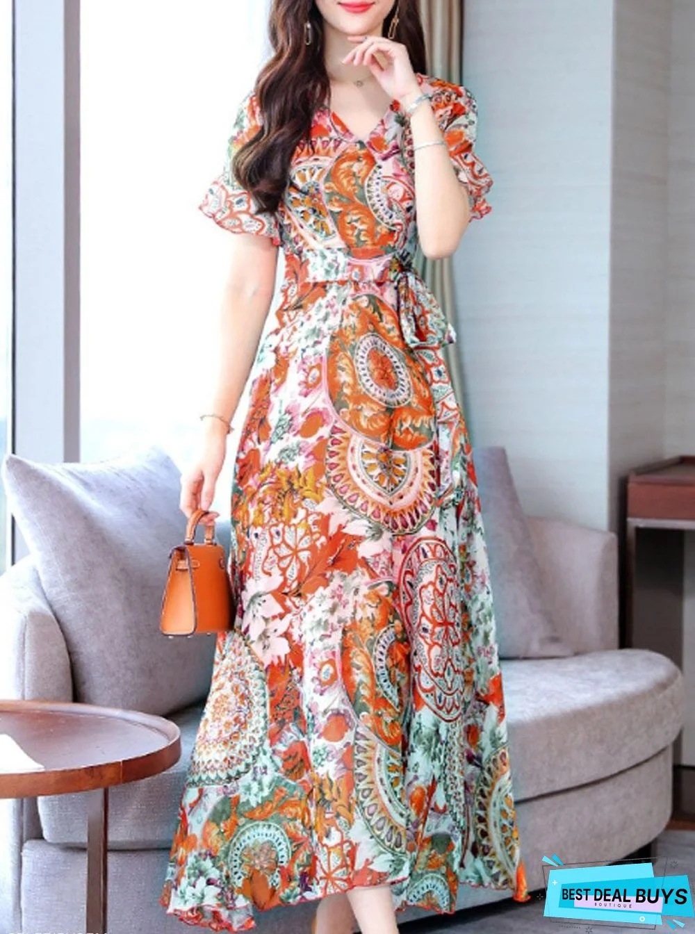 New fashion ethnic style printed dress