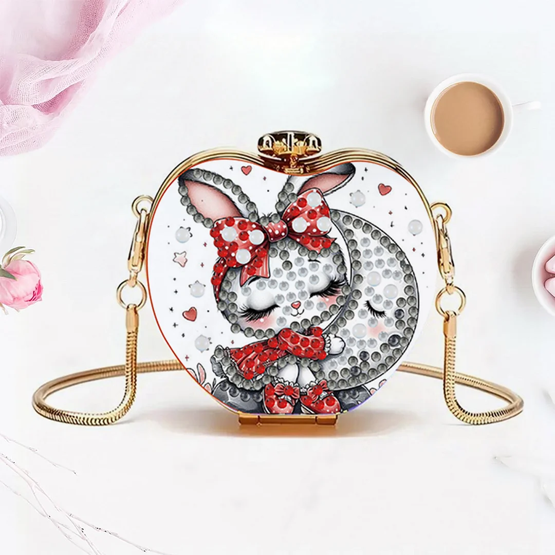 Rabbit DIY Acrylic Love Art Diamond Painting Coin Purse w/ Chain for Women Girl