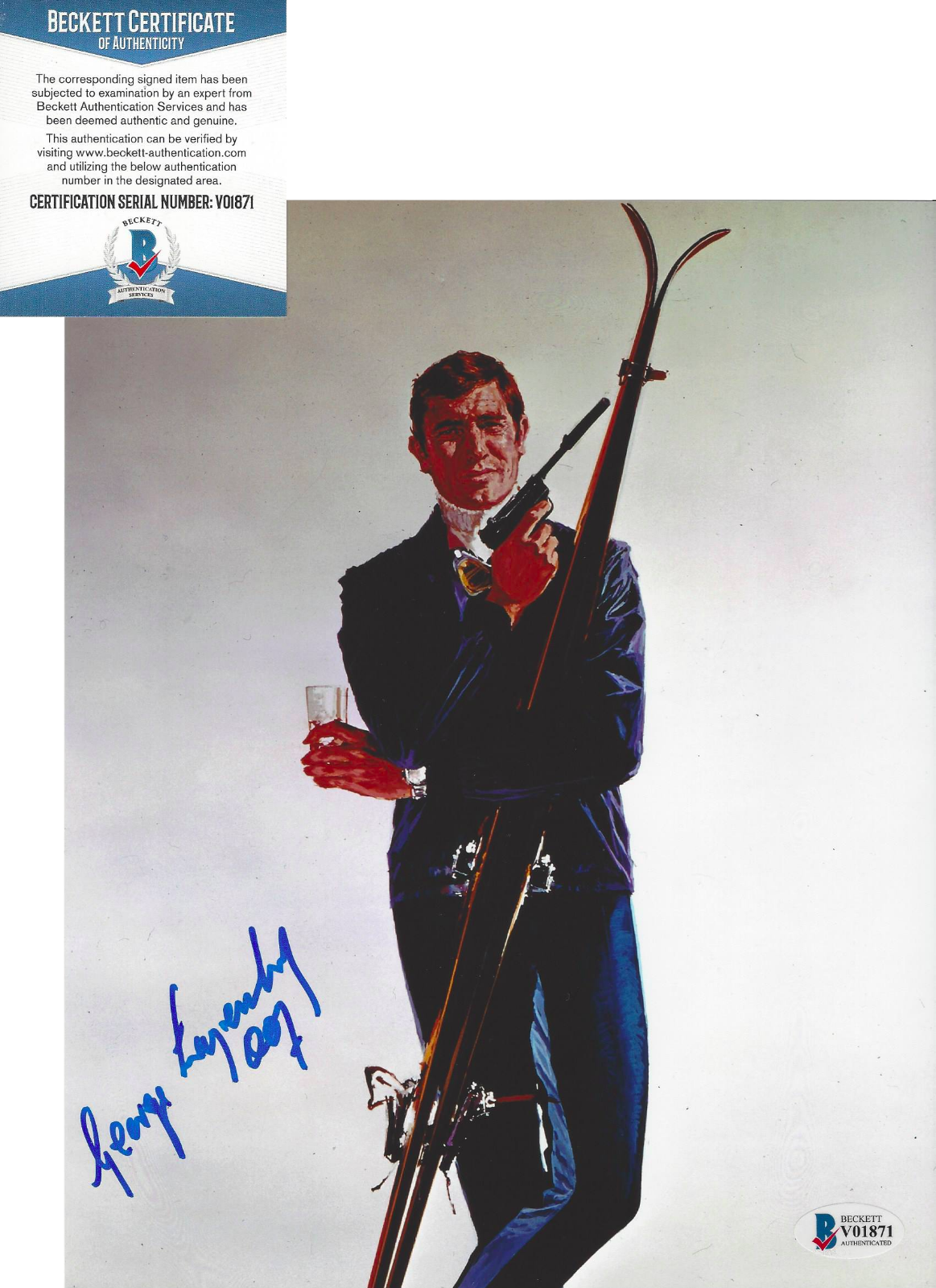 GEORGE LAZENBY SIGNED 'ON HER MAJESTY'S SECRET SERVICE' 8x10 Photo Poster painting 3 BECKETT COA