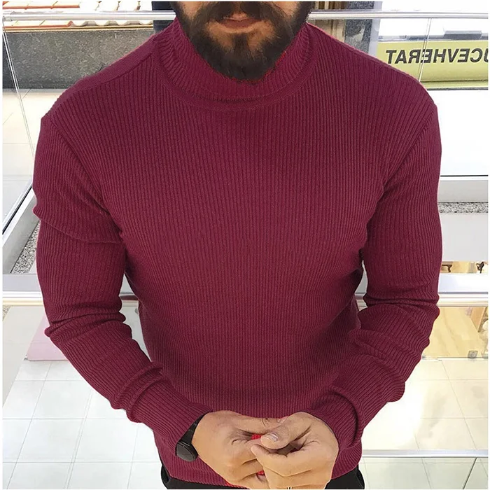BrosWear Solid Turtleneck Knitted Top