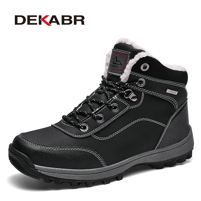 DEKABR Men Fashion Warm Boots 2022 Autumn&Winter Shoes Men Casual Boots Male Brand Genuine Leather Lace-up Ankle Work Men Boots