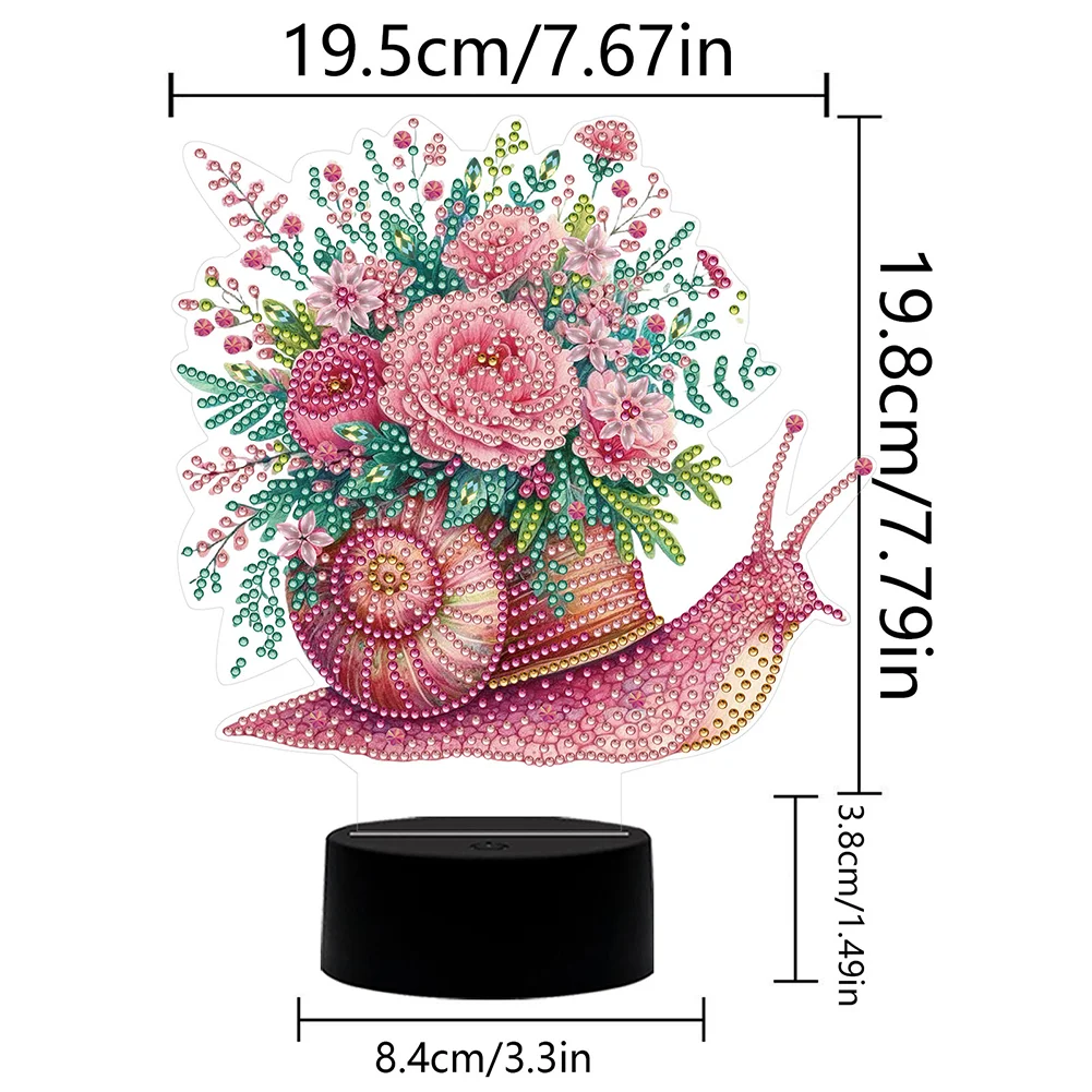 5D DIY Flower Snail Diamond Painting Night Light Diamond Art Lamp Home Decor