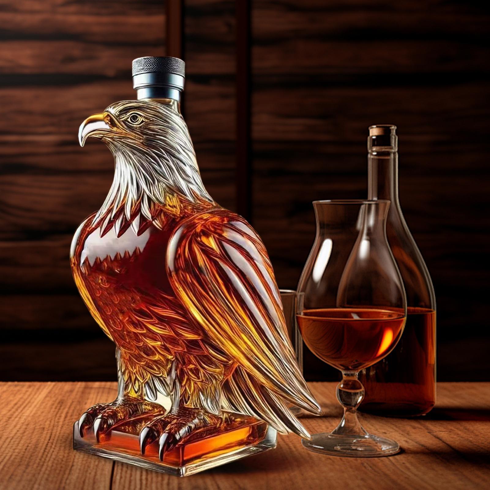 Tegooe Novelty Crystal Eagle Whiskey Decanter - 350ml Glass Spirit Bottle