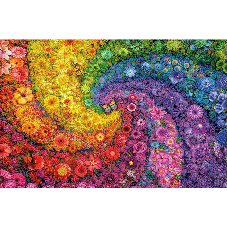 Full Round Diamond Painting - Rainbow Flower Butterfly Swirl 70*50CM
