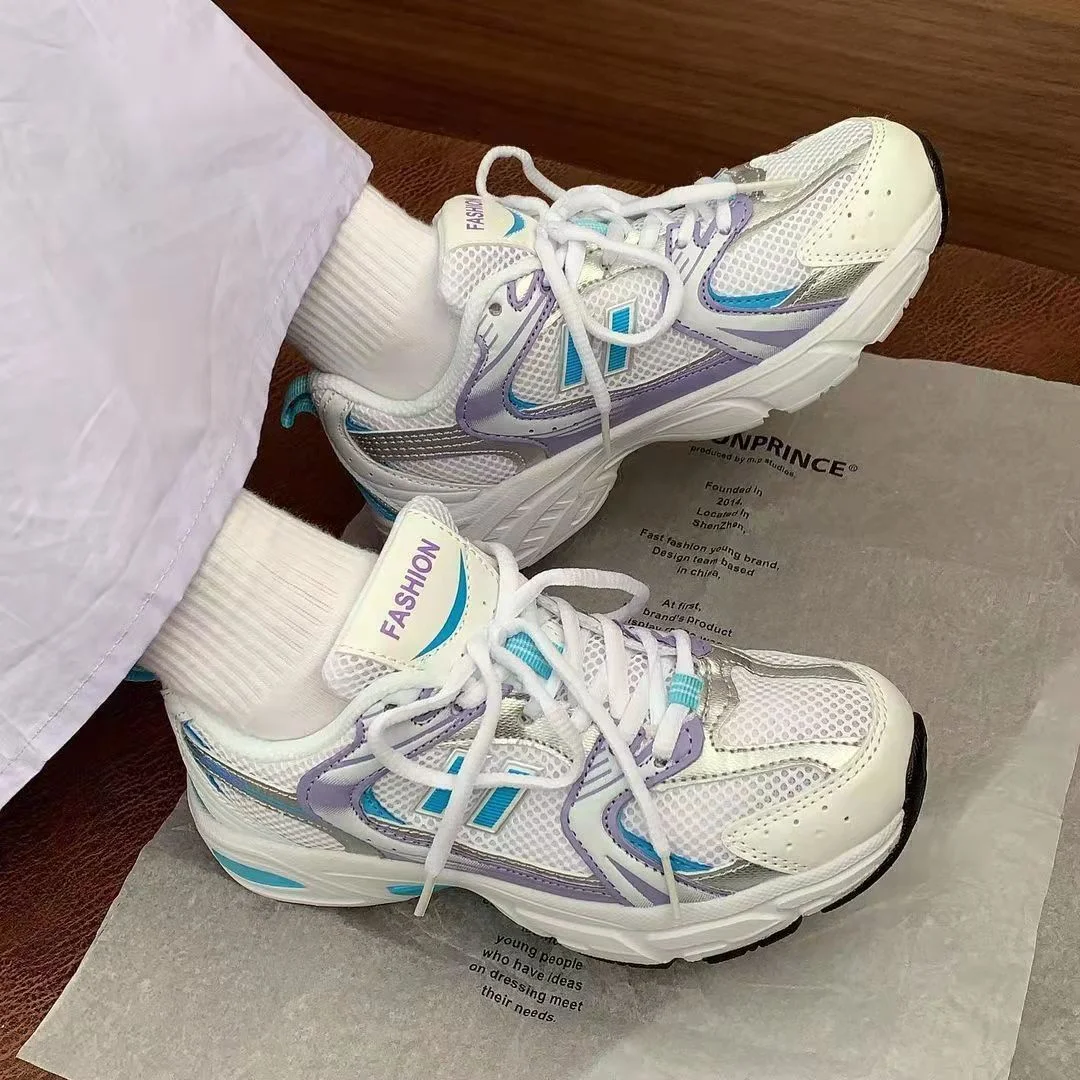 Ins wind reflective old shoes women 2021 spring sports casual shoes flat breathable comfortable women's shoes