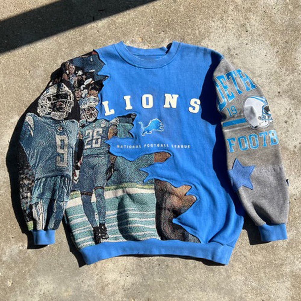 Stylish Lions Print Long Sleeve Sweatshirt