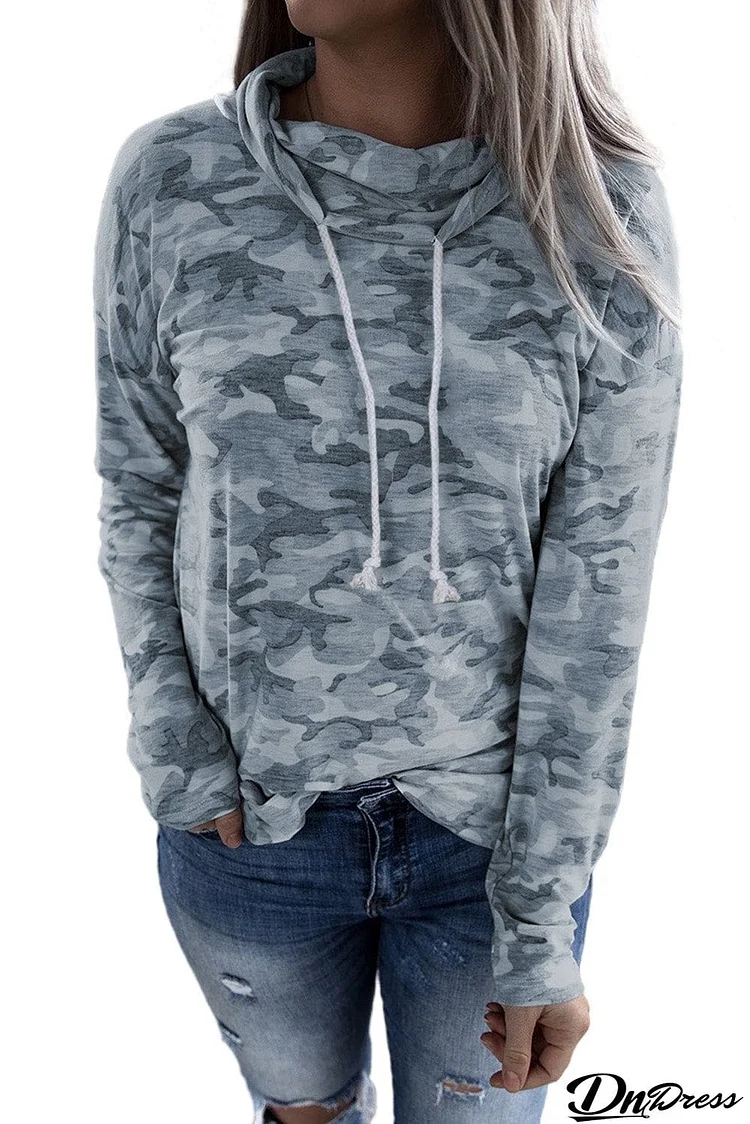 Camo Drawstring Sweatshirt