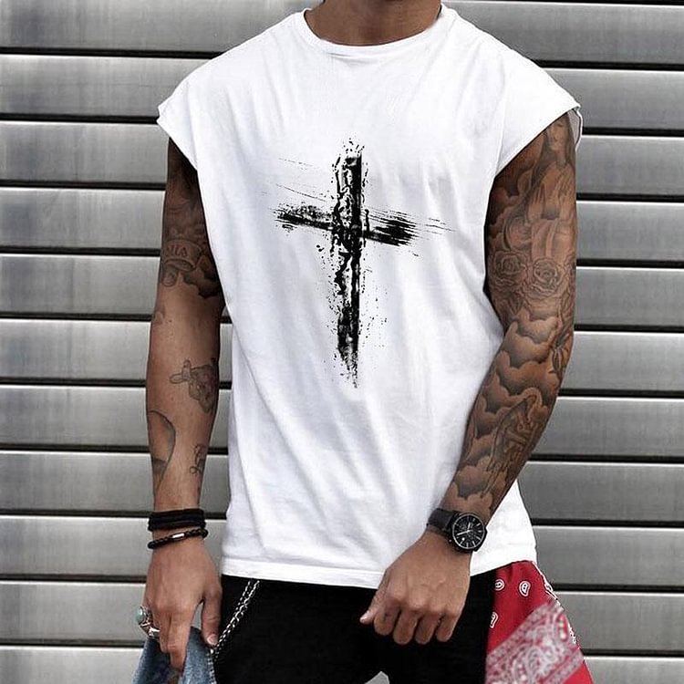 Round Neck Short Sleeve Christian cross T-shirt