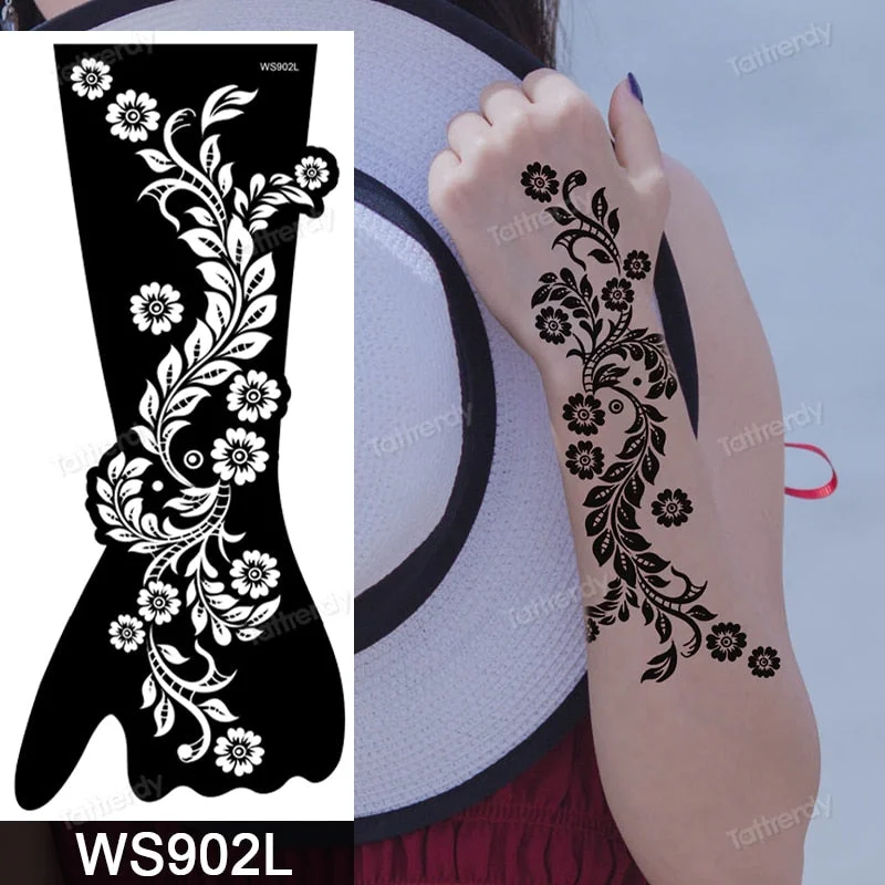 1 Sheet Flower Lace Henna Stencil Body Art Temporary Tattoo Sticker Airbrush Print Stencil Stamp Plates Template Mandala Wedding