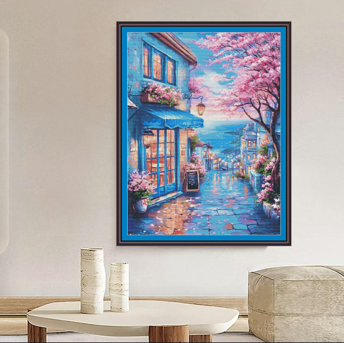 【ZZ6030- Blue Cherry Blossom Fall】 Painting Fairy Cross Stitch