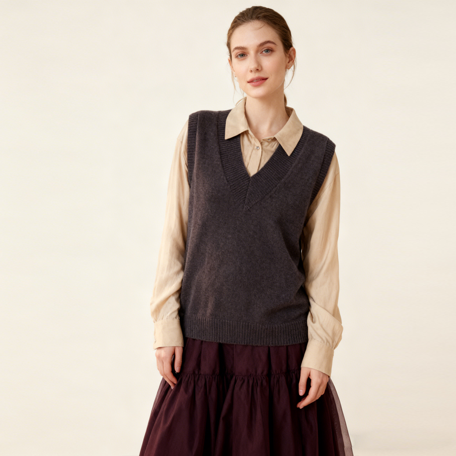 Knitted Casual Women's Cashmere Vest REAL SILK LIFE
