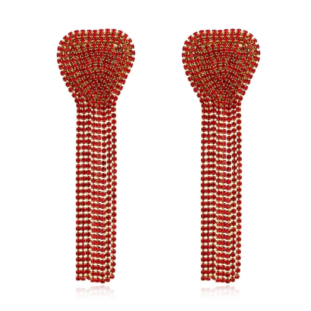 Dvacaman 2022 Valentine's Day Heart-Shaped Rhinestone Earrings For Women Shiny Statement Wedding Party Gift Crystal Drop Jewelry