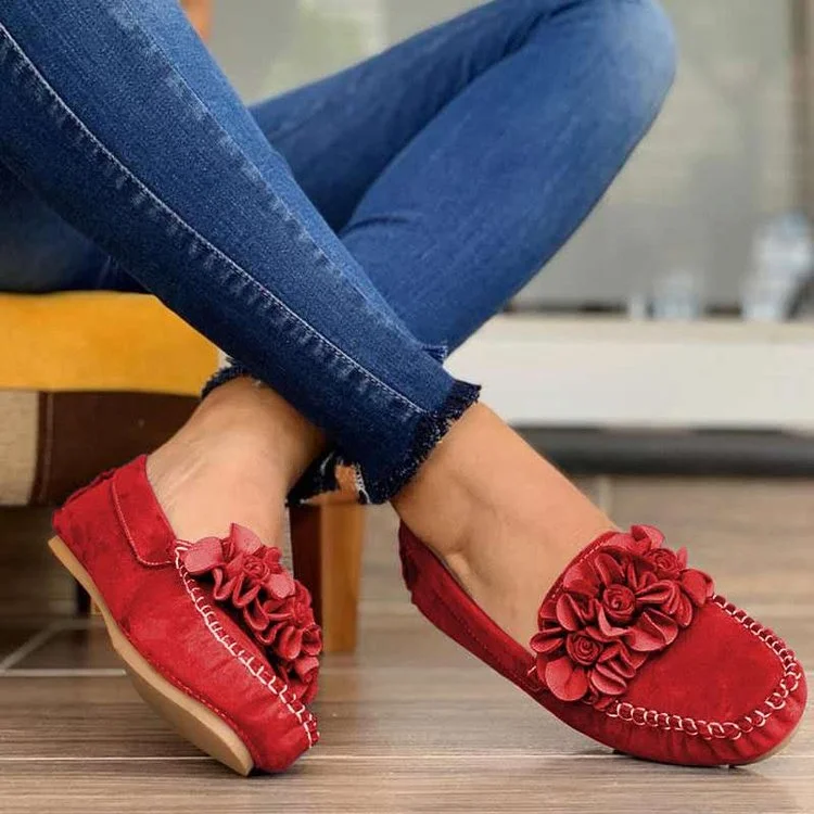 Back To School Women Shoes 2022 Handmade Ethnic Women Flats Leather Shoes Flat Flower Moccasins Soft Bottom Loafers Slip On Ladies Shoes Loafer