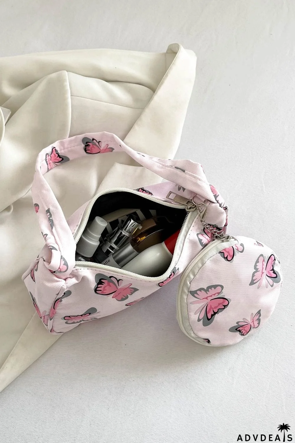 Butterfly Print Shoulder Bag with Purse