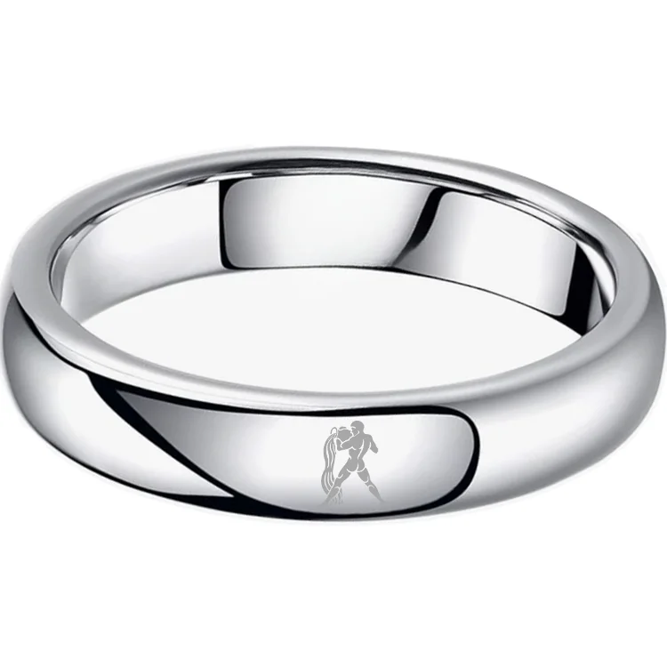 Dome Sliver Tungsten Carbide Rings Aquarius Couples Tungsten Wedding Bands for Men or Women 4MM 6MM 8MM