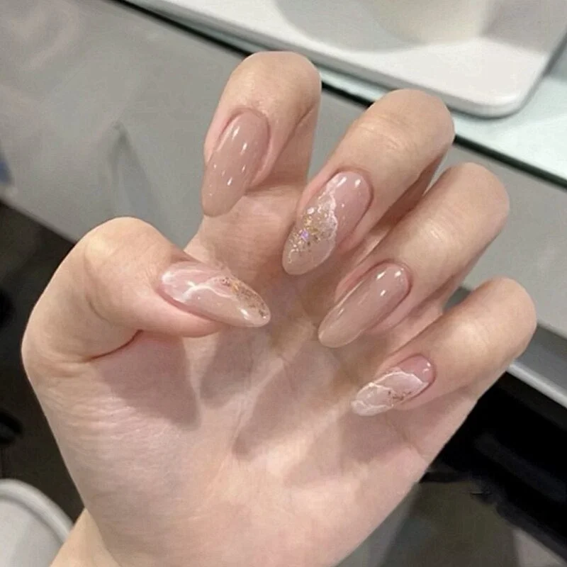 24PCS/box artificial nails with glue Gradients wear long paragraph fashion Manicure patch False nails press on for girls-Nail Inspo