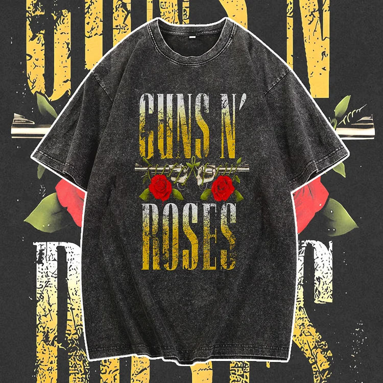 Davidhawaii100% Cotton Casual Vintage Rock Rose Lettering Men's Street T-Shirt - 100% Cotton