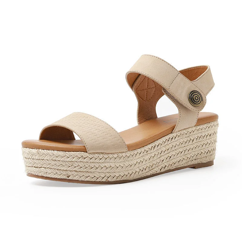 Summer Straw Platform Comfortable Simple Sandals
