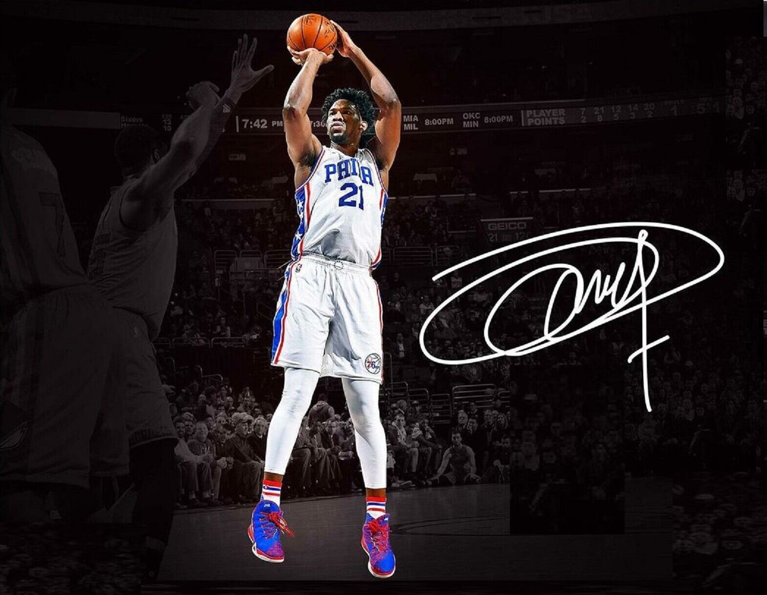 Joel Embiid Autographed Signed 8x10 Photo Poster painting ( 76ers ) REPRINT