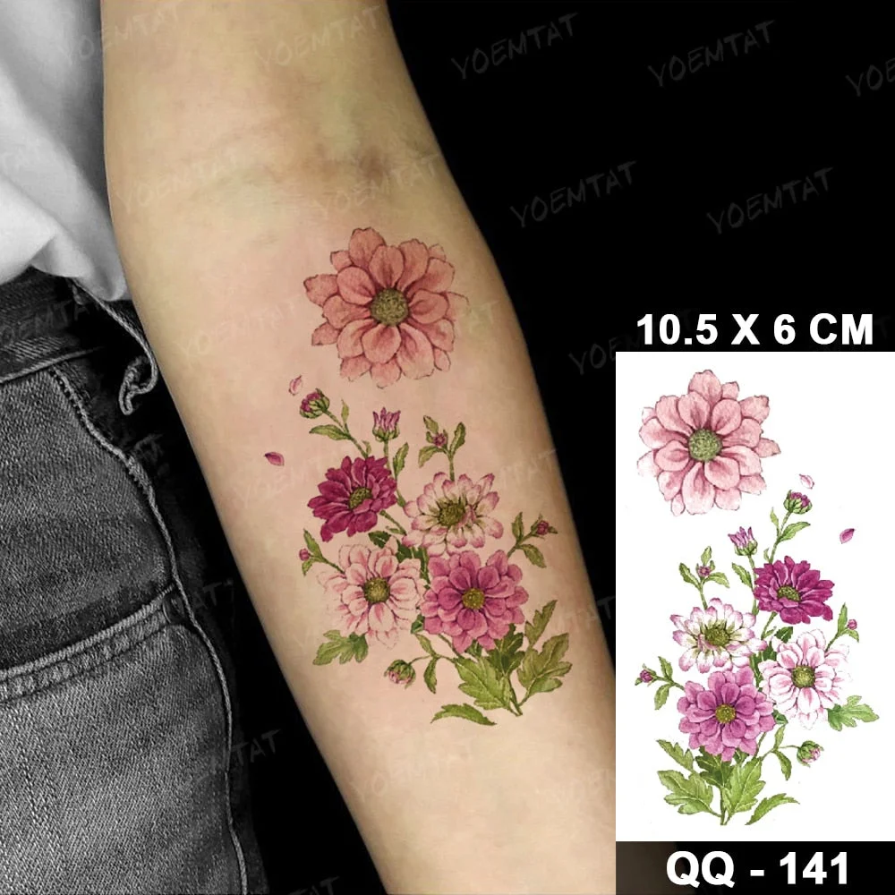 Transfer Temporary Tattoo Stickers Butterfly Flower Realistic Sexy Flash Tatoo Women Men Arm Waist Line Body Art Fake Tatto Cool