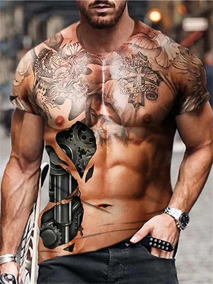 Men's Summer 3D Printed Short Sleeve Printed Fashion Trend T-Shirt