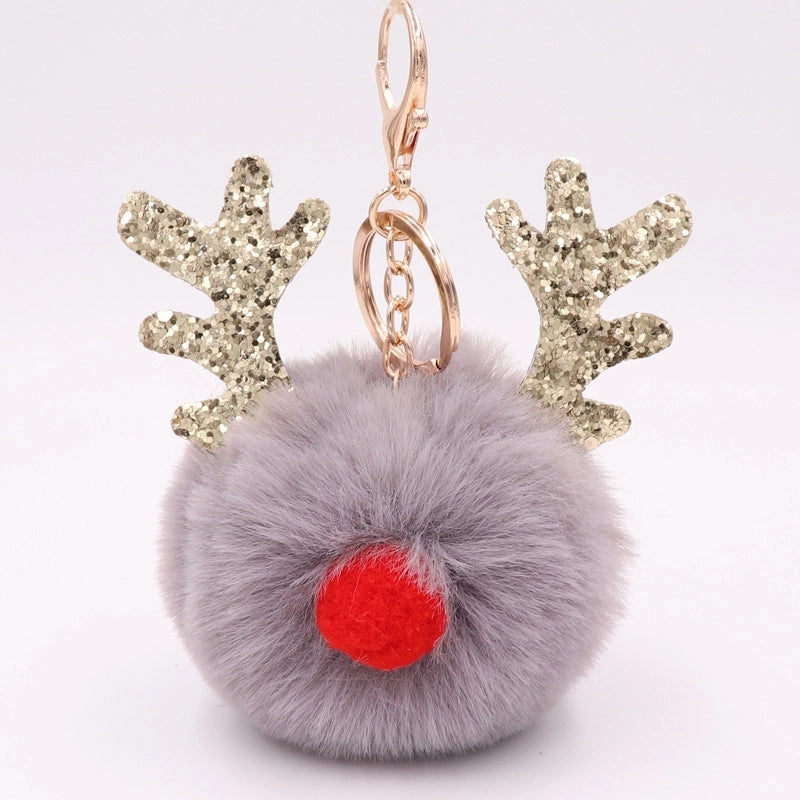 Cute Artistic Antlers Imitate Rex Rabbit Fur Women’s Keychain