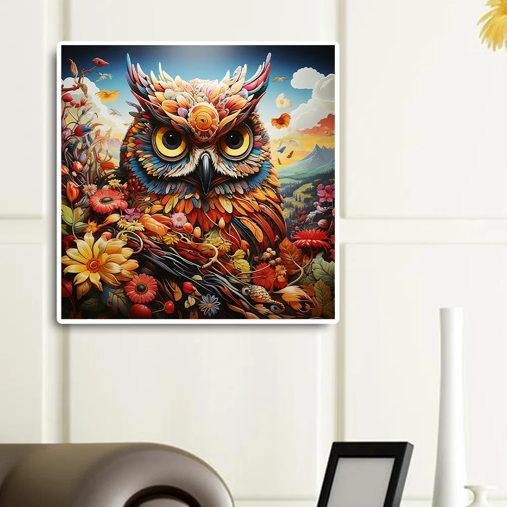 Full Round Diamond Painting 30*30cm - Pastoral Animal Owl