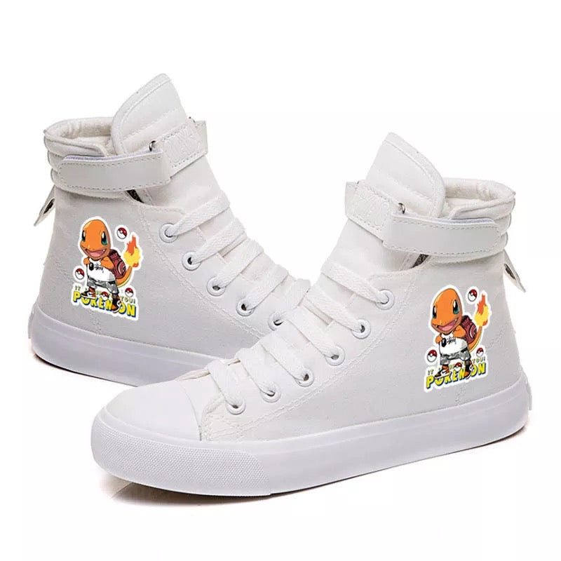 Mayoulove Pokemon Go Pikachu Charmander #2 Cosplay Shoes High Top Canvas Sneakers for Kids Adults-Mayoulove
