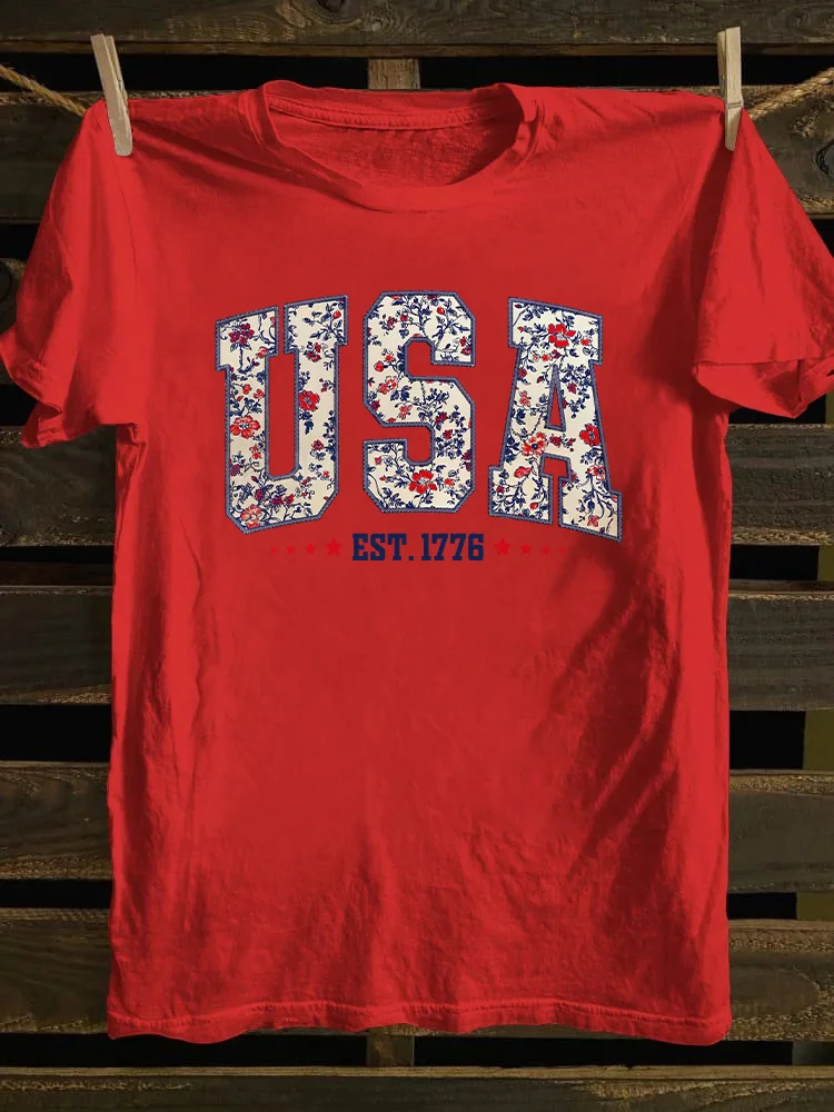 Floral USA T-shirt