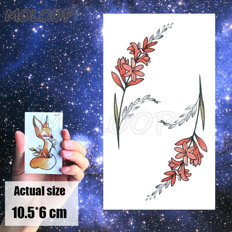 Waterproof Temporary Tattoo Stickers Black Somnus Flower Plant Small Size Tatto Flash Tatoo Fake Tattoos for Man Kid Girl Women